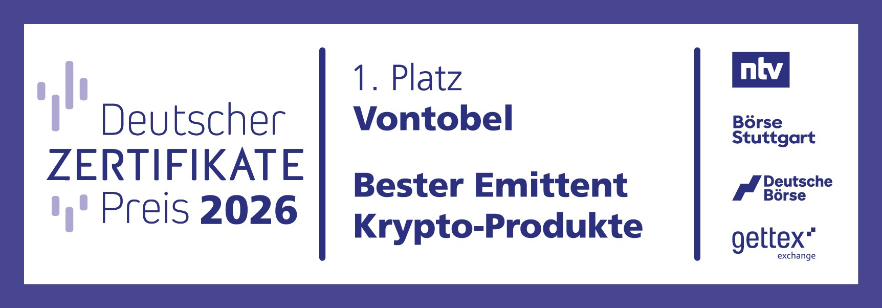 Deutscher Zertifikate Preis 2026 – 1. Platz Vontobel – Bester Emittent Krypto-Produkte